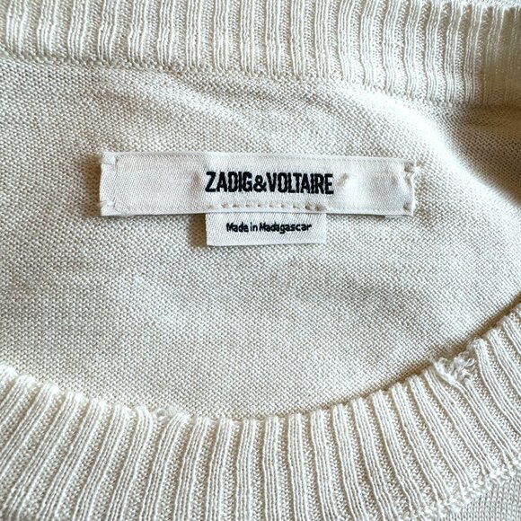 Zadig Voltaire Miss Camo Skull Ivory Merino Wool Sweater Size Large NWOT - Picture 15 of 16